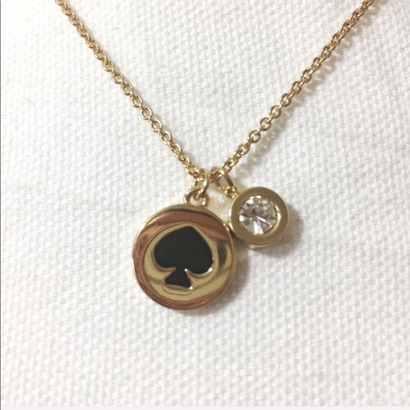 NWT kate spade Spot the Spade Gold Black Necklace - Picture 5 of 6